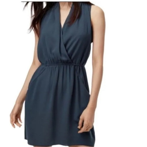 Aritzia Blue Wrap Midi Dress - Picture 2 of 4